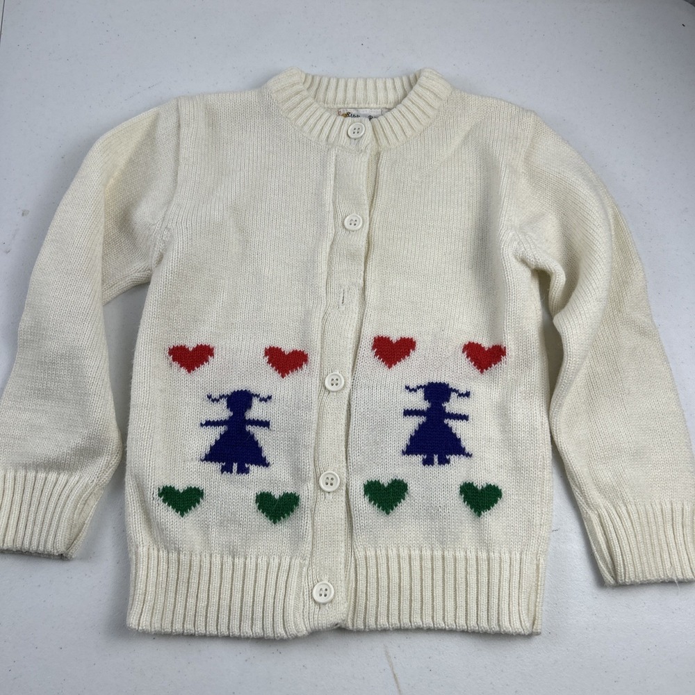 Sunflower Bird Childrens Cardigan Acrylic Sweater‎ Size M (missing button)